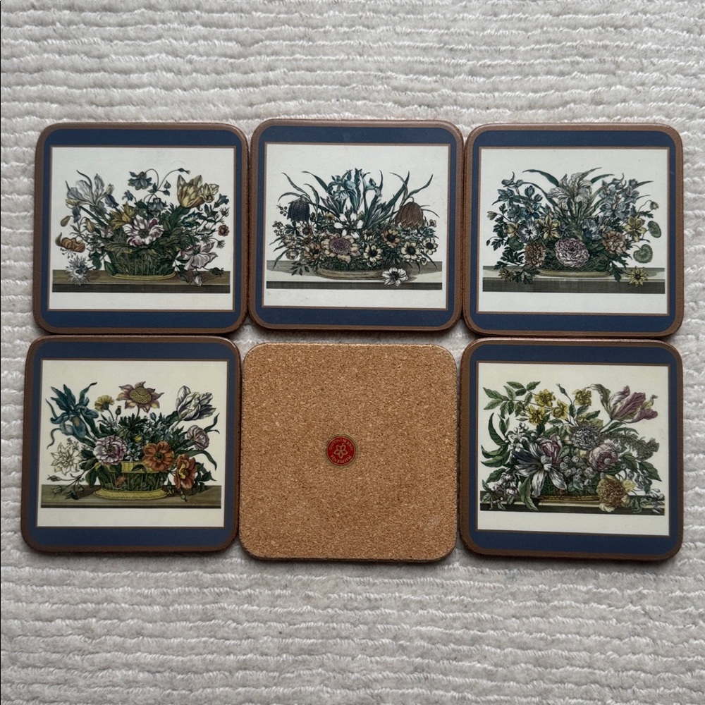 Set of 6 Vintage Pimpernel Botanical Floral Coasters – Made in England - Picture 2 of 2
